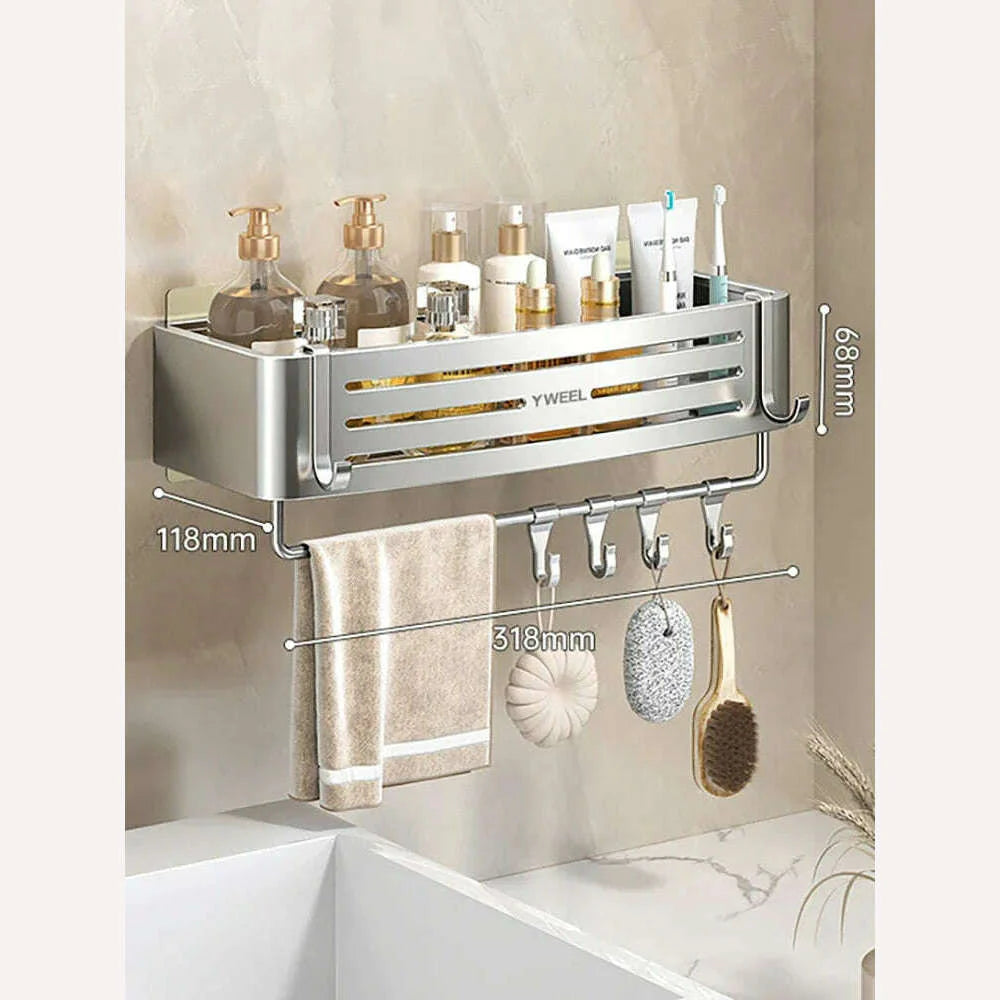 1-3 Floors Wall Mounted No Drill Bathroom Shelf Shower Shelf Makeup Organizer Shelf Shampoo Stand Bathroom Accessories