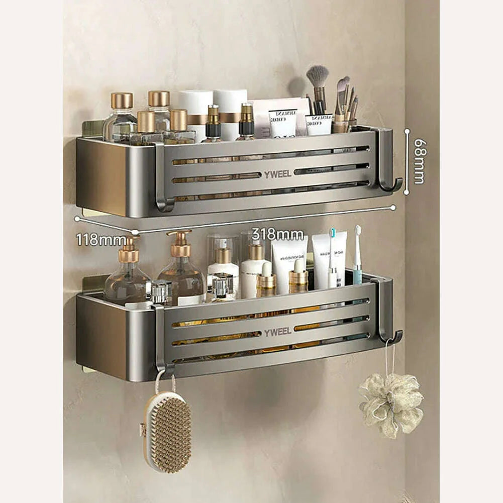 1-3 Floors Wall Mounted No Drill Bathroom Shelf Shower Shelf Makeup Organizer Shelf Shampoo Stand Bathroom Accessories