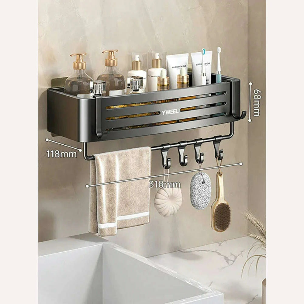 1-3 Floors Wall Mounted No Drill Bathroom Shelf Shower Shelf Makeup Organizer Shelf Shampoo Stand Bathroom Accessories
