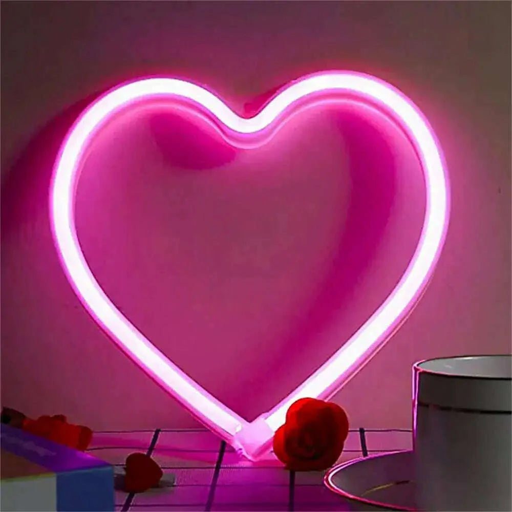 1PC Neon Heart Lights Pink Heart Neon Sign Heart Led Light Led Heart Lamp Heart Decorations For Home Hanging Heart Gifts Decor