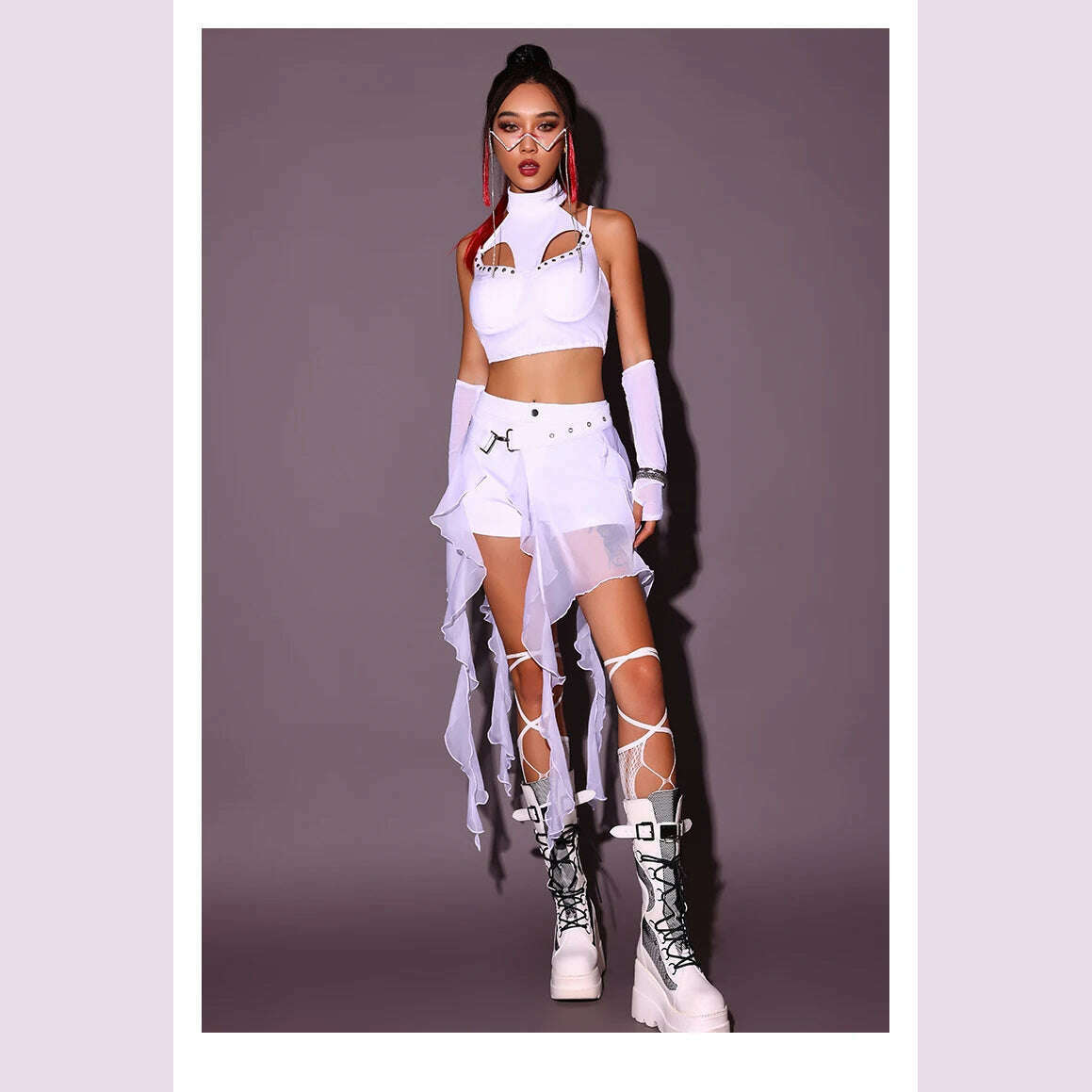 2024 New Jazz Dance Costumes For Women White Loose Kpop Outfits Girls Group Gogo Dancers Dress Nightclub Bar Stage Wear DN17932