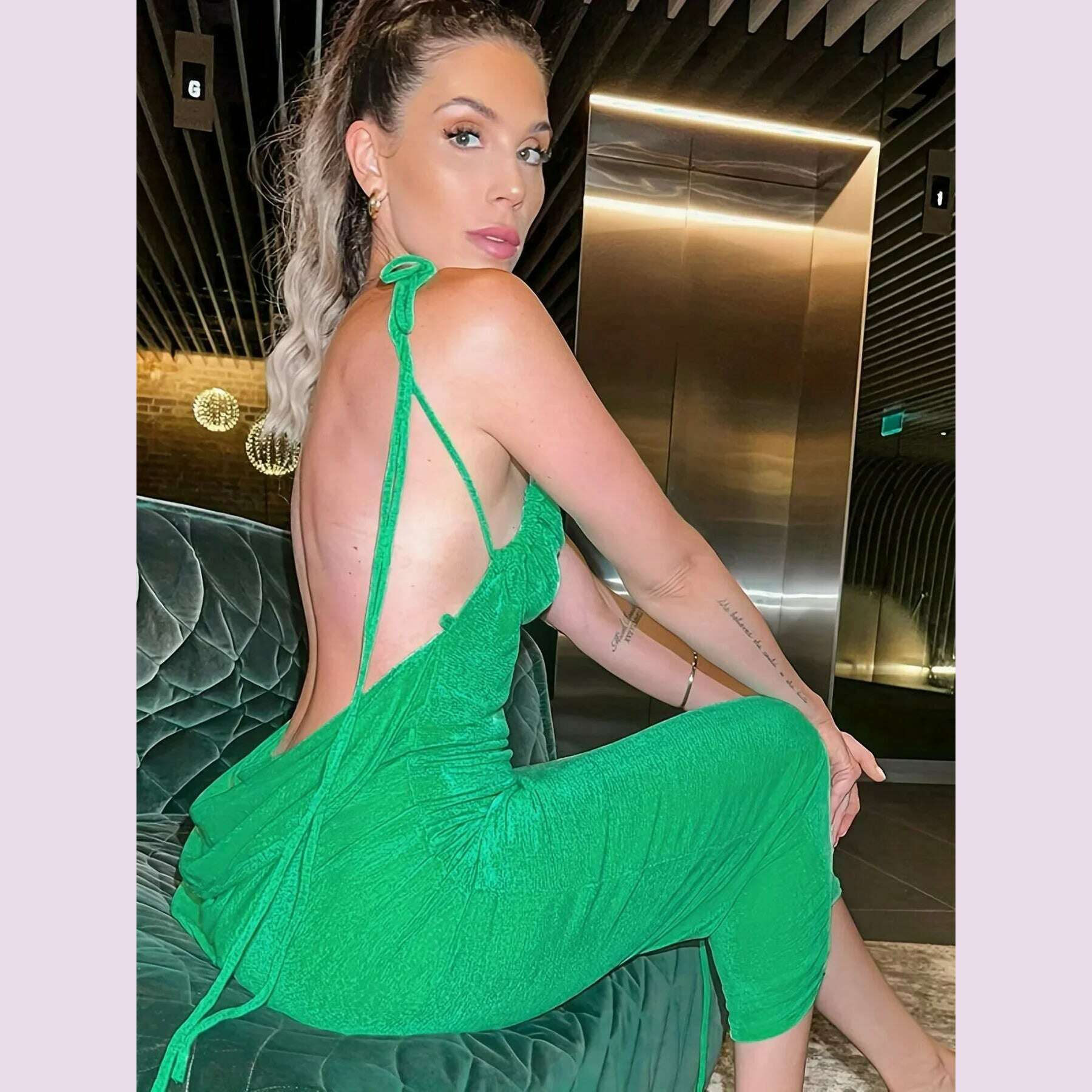2024 New Summer Fashion Sexy Strapless Hang Neck Temperament Dress
