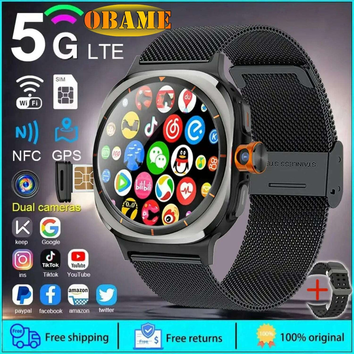 2025New U8 Ultra AMOLED Android 9.0 Smart Watch Men Women Galaxy Watch 7 Ultra 4G 5G SIM Card WiFi GPS NFC Camera Sport Watches