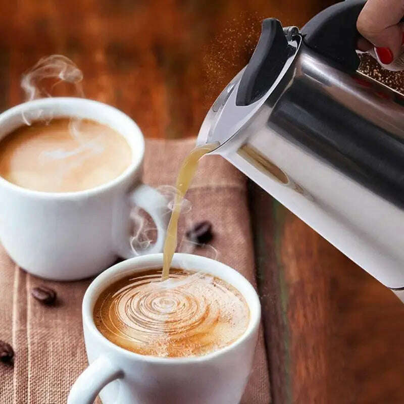2/4/6/9 Cups Coffee Pot Stainless Steel Mocha Espresso Latte Stovetop Filter Moka Coffee Maker Coffee Pot for Kitchen WF1111