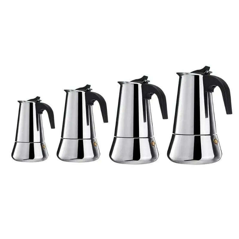 2/4/6/9 Cups Coffee Pot Stainless Steel Mocha Espresso Latte Stovetop Filter Moka Coffee Maker Coffee Pot for Kitchen WF1111