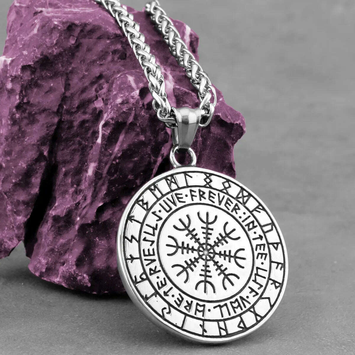 316L Stainless Steel Viking Odin Wolf Necklace Men's Back Helm of Awe Rune Amulet Odin Symbol Pendant Necklace Gift Punk Jewelry