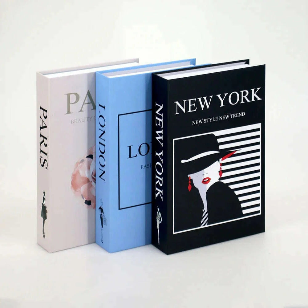 3Pcs Fashion Fake Book Openable Book Box Storage Living Room Decoration Coffee Table Ornaments Club Hotel Prop Books Decoration