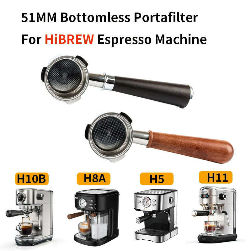 51mm 3 ears Bottomless Coffee Portafilter for HiBREW H10/H10B/H11/H8A/H5 Espresso Machine Stainless Steel Coffee Filter
