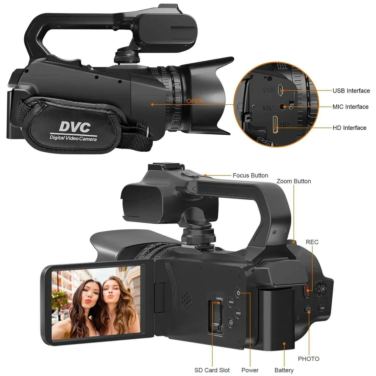 6K Professional Video Cameras for Photography 64MP Ultra HD 18X Digital Zoom Camcorders YouTube Live Streaming Vlogging Recorder