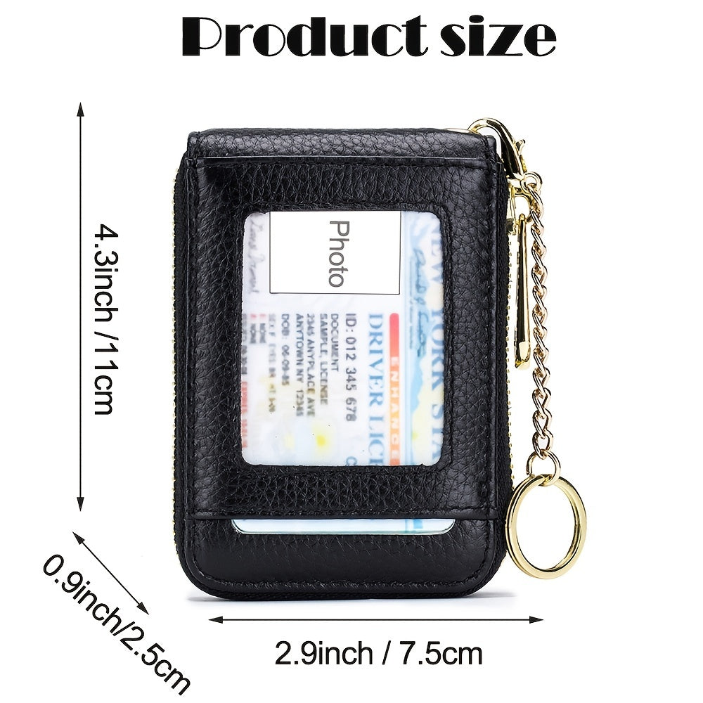 RFID Credit Card Holder, Casual Multi-compartment Wallet, Simple Zip Around Card Case
