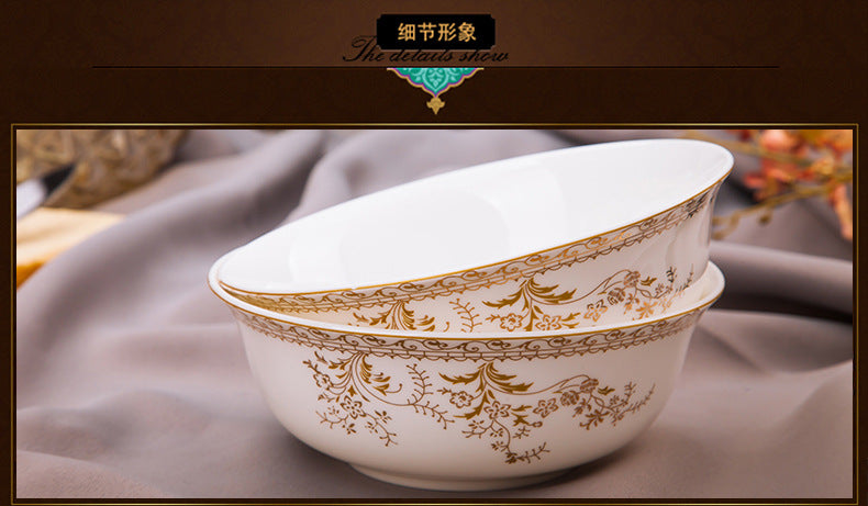 Porcelain Dinner Set Bone China Tableware Ceramic Dish Ensemble Dinnerware Collection Elegant Diner Service Kit - Kimlud