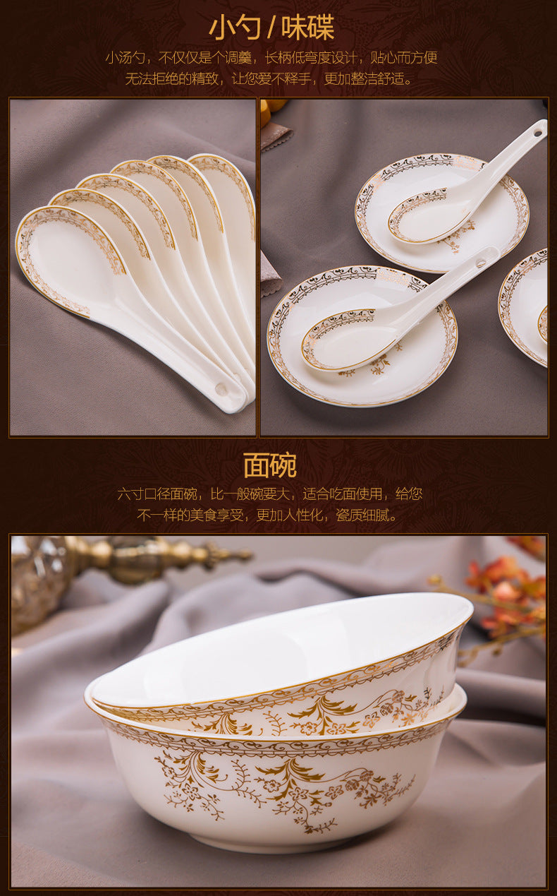 Porcelain Dinner Set Bone China Tableware Ceramic Dish Ensemble Dinnerware Collection Elegant Diner Service Kit - Kimlud