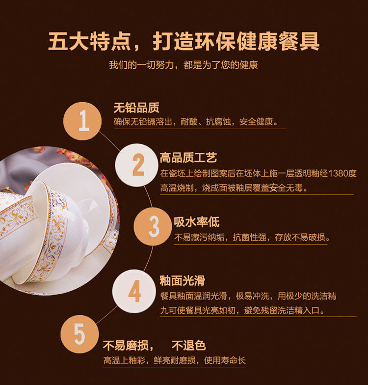 Porcelain Dinner Set Bone China Tableware Ceramic Dish Ensemble Dinnerware Collection Elegant Diner Service Kit - Kimlud