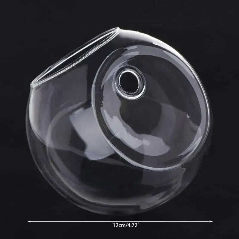 8cm/10cm/12cm Wall Hanging Hydroponic Glass Vase Small Hanging Fish Tank Wall Mount Glass Vase Landscape Decoration