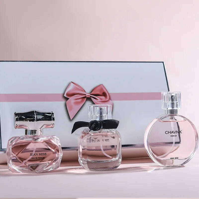90ML(30mlx3PCS) Eau De Parfum Gift Box Feminino Spray Fresh Light Scent Floral Fruity Chypre Notes LongLasting Women Perfume Set