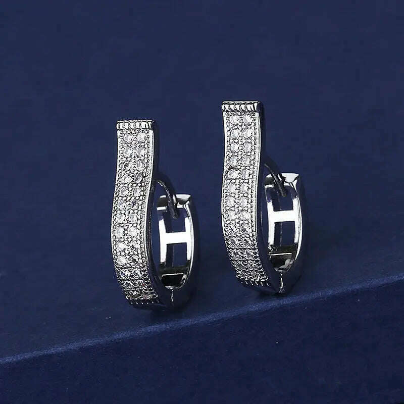 925 Sterling Silver Jewelry Women Fashion Cute Tiny Clear Crystal CZ Stud Earrings Gift for Girls Teens Lady Gift