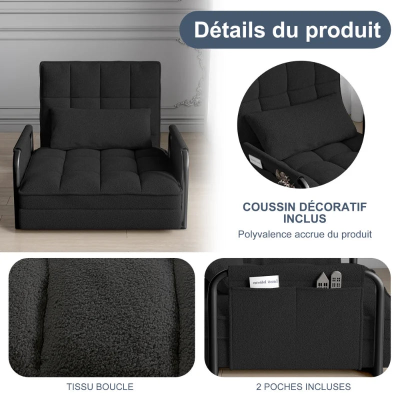 1-site Chauffeuse, 1-site Armchair with 5-position adjustable back, floor Chair with side Storage | Kimlud Luxury Chair