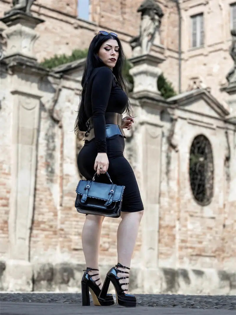 Onlymaker Women Buckle Strap Platform Pumps Black Patent Leather Cross-tied Square Toe Fashion Party Thick High Summer...