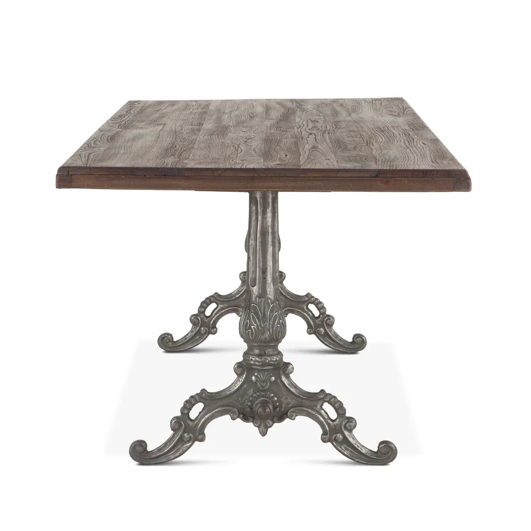 Teak Wood Rectangular Top Antique Nickel Cast Iron Base Industrial Work Stunning Dining Kitchen & Hotel Furniture Dining...