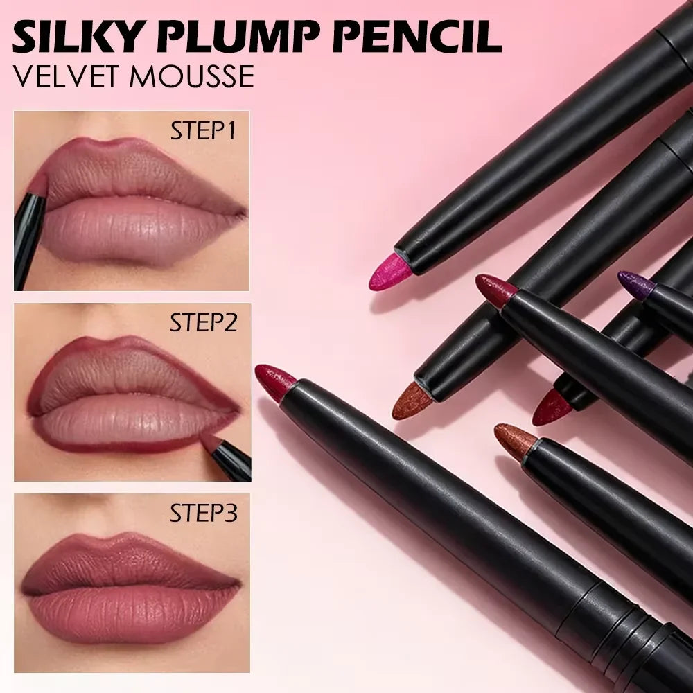 5 Colors Waterproof Matte Lipliner Pencil Red Contour Tint Lipstick Long Lasting Non-stick Cup Moisturising Lips Makeup...