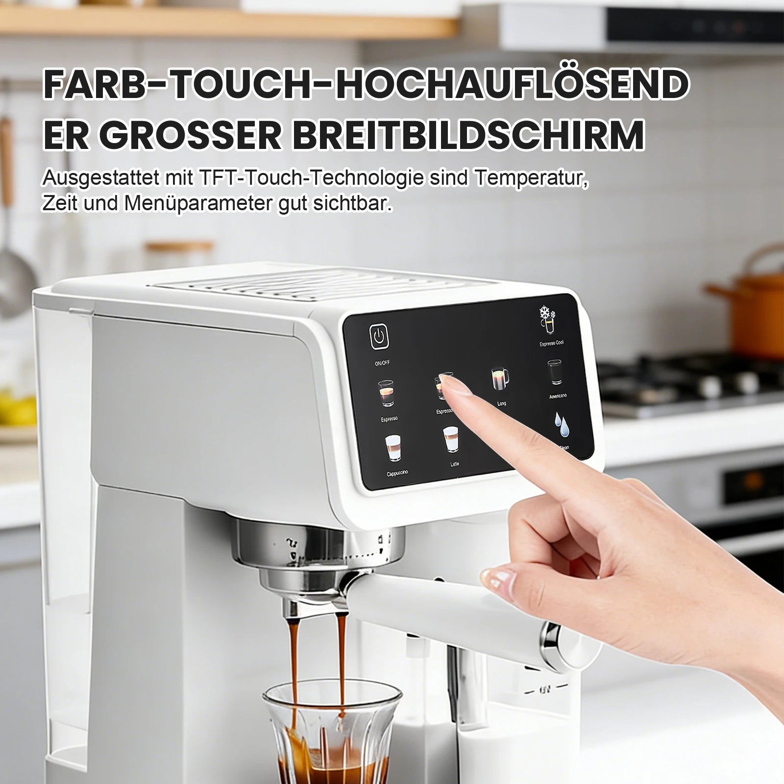 Espresso coffee maker Automatic portafilter machine with TFT touchscreen milk frother fully automatic coffee machine...