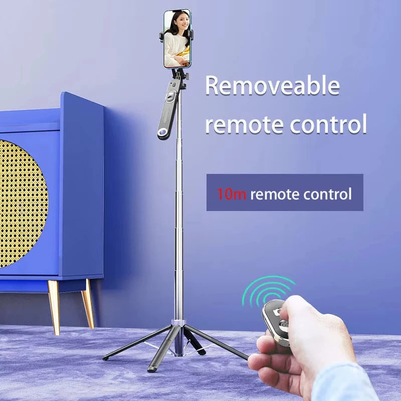 Professional 1.8M Lightweight Selfie Stick with Quadpod Stand Wireless Remote 360° Swivel Universal for Heavy Duty Cell Phones