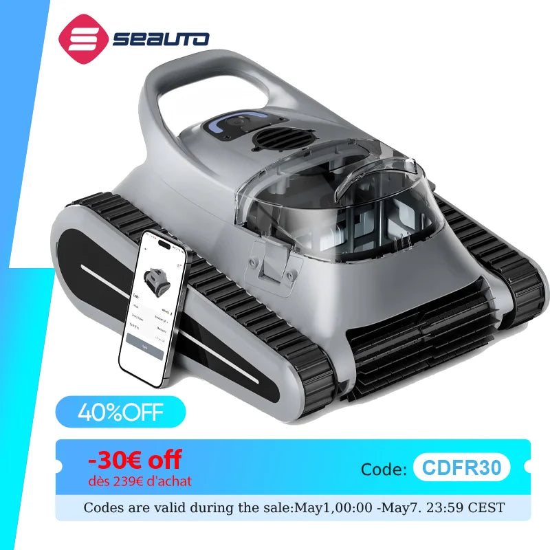 (2026 Update) Seauto Crab Pro Robotic Pool Vacuum, Wall-Climbing Robot, Suitable for Walls and Floors of 2000 Square...