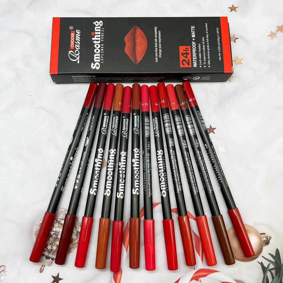 12 pcs Long-Lasting Lipstick Set with Professional Lip Liner Pencil and Matte Lip Gloss for Women Valentine's Day Gifts...