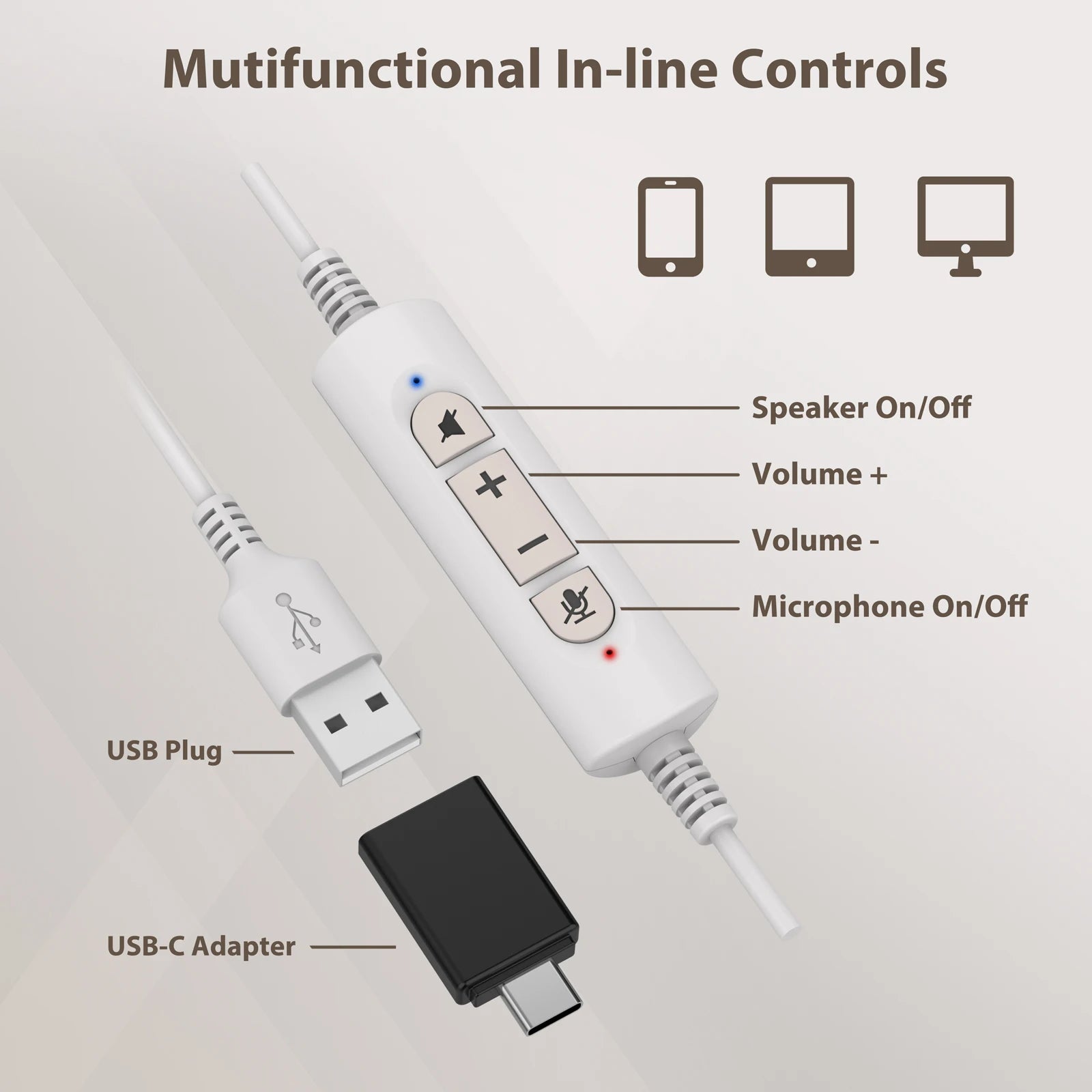 High Performance Noise-Cancelling Headphone With Microphone And USB-A or USB C adaptor For Office Call Center
