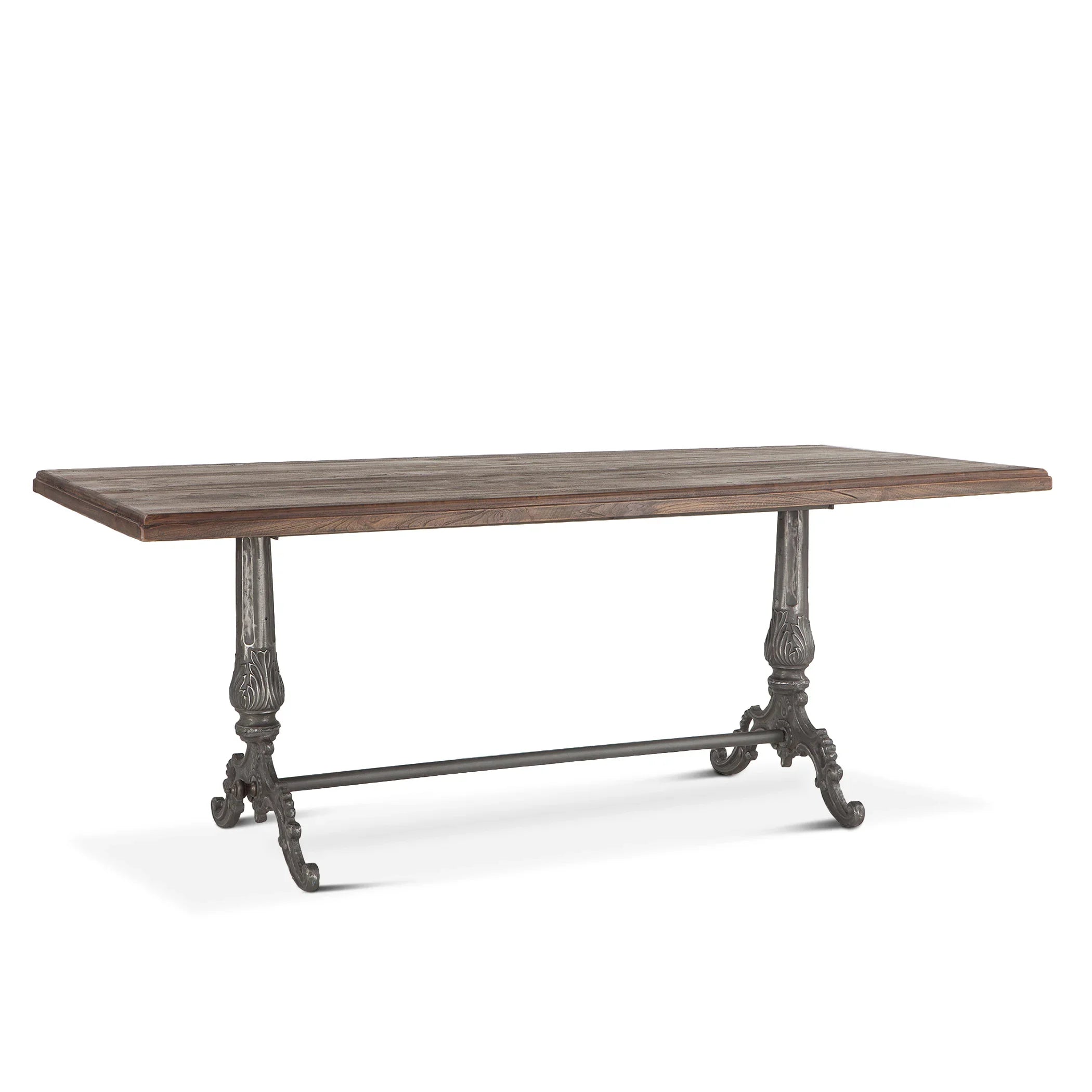 Teak Wood Rectangular Top Antique Nickel Cast Iron Base Industrial Work Stunning Dining Kitchen & Hotel Furniture Dining...