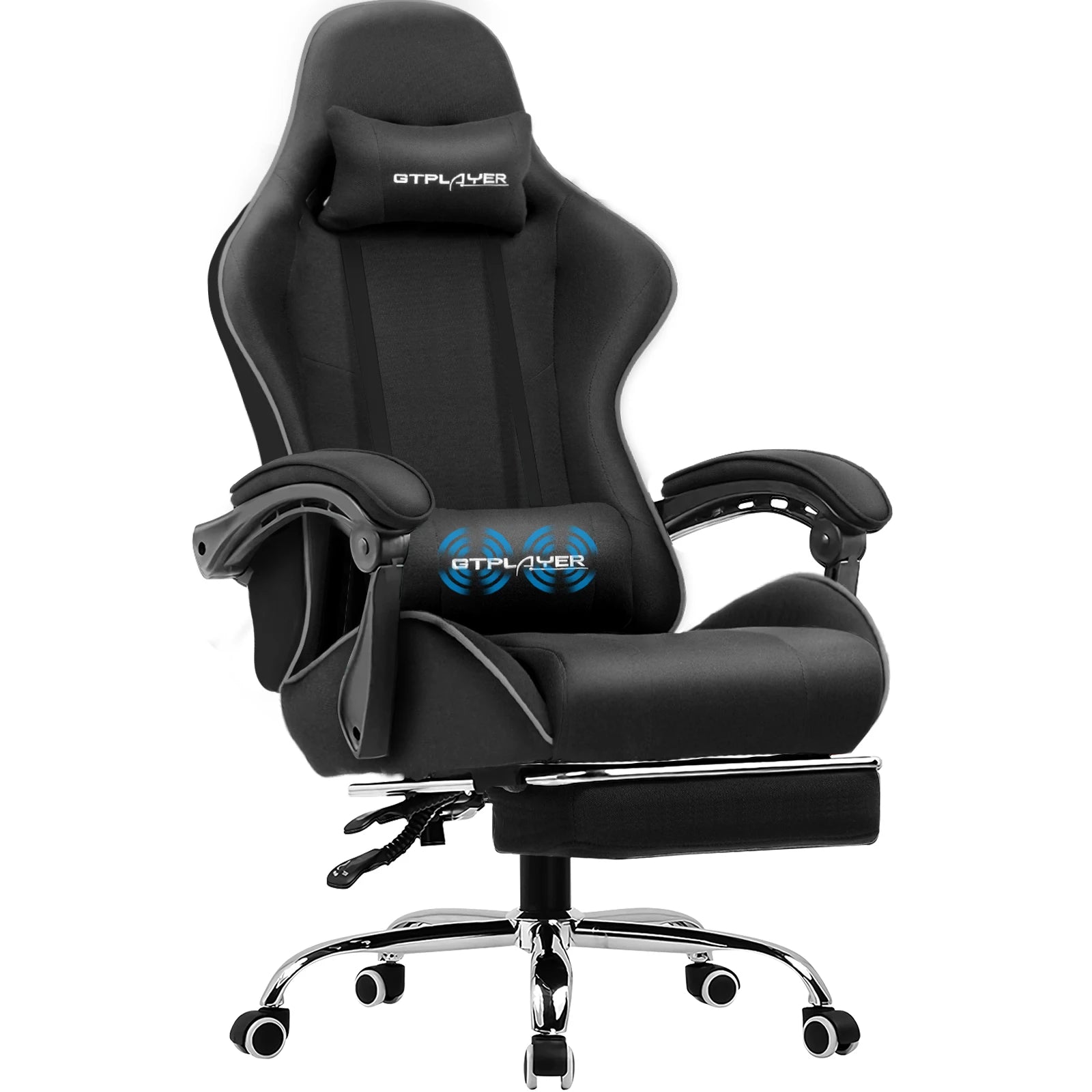 GTPLAYER Gaming Chair with Footrest, Lumbar Support, Adjustable Height, Swivel, Headrest for Office/Gaming - Kimlud