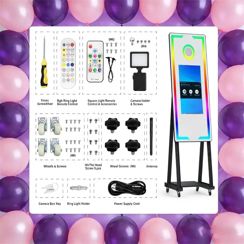 High Quality Selfie Portable Photo Booth Wedding Event 65 inch and 40 inch Magic Mirror DSLR Camera Photo Booths - Kimlud