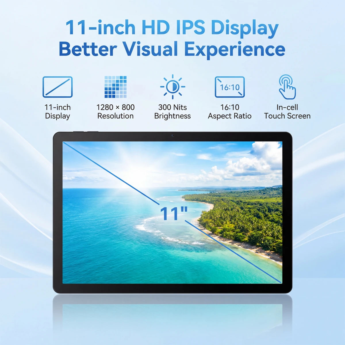 11 Inch Tablet PC K6ProL A333 Processor Android 16 32GB(3+29GB) RAM 256GB ROM 1280*800 IPS HD 7800mAh WiFi6 Gemini AI...
