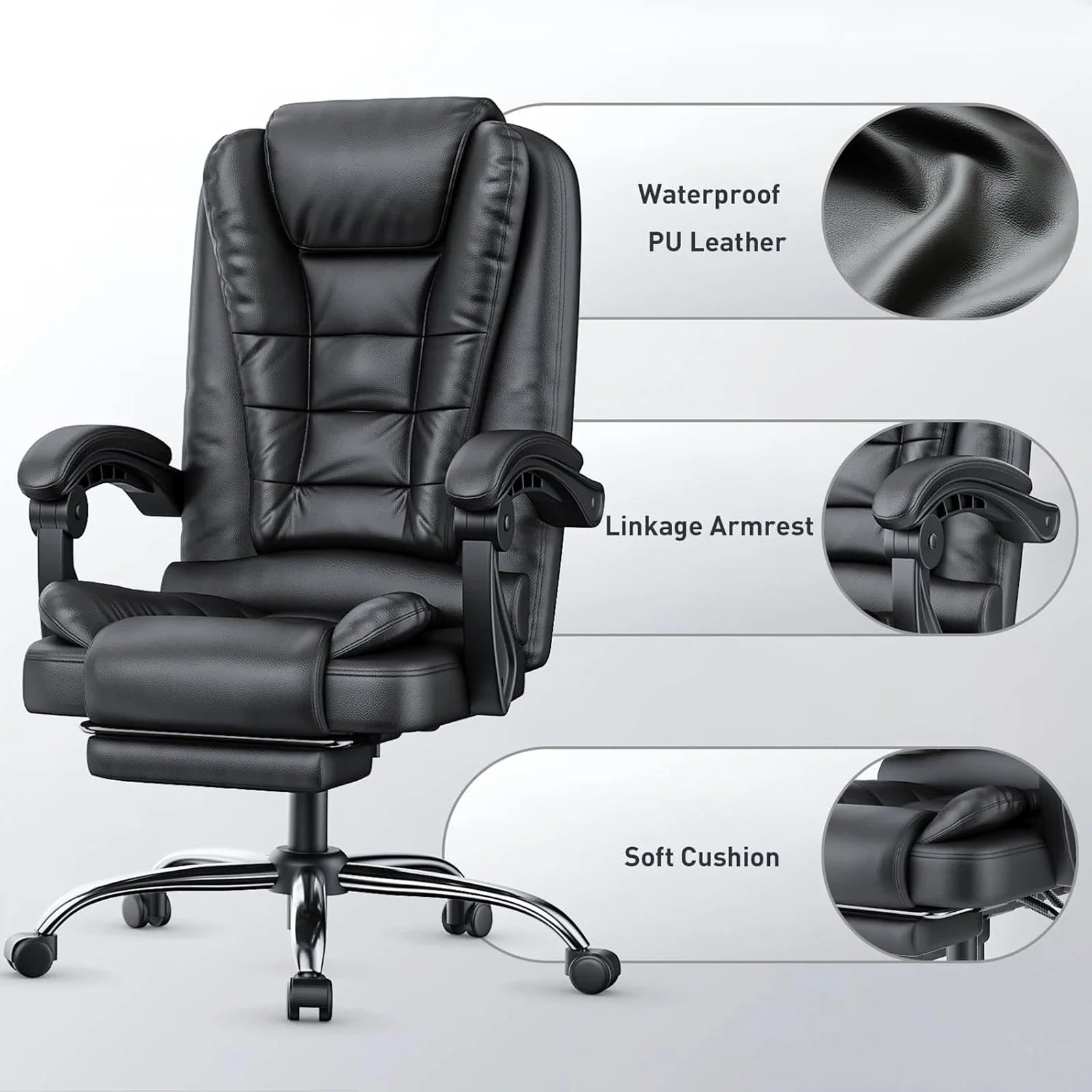 Naspaluro Executive Office Chair with Footrest High Back Desk Chair Ergonomic Recliner Computer Chair Gaming Chairs for Home