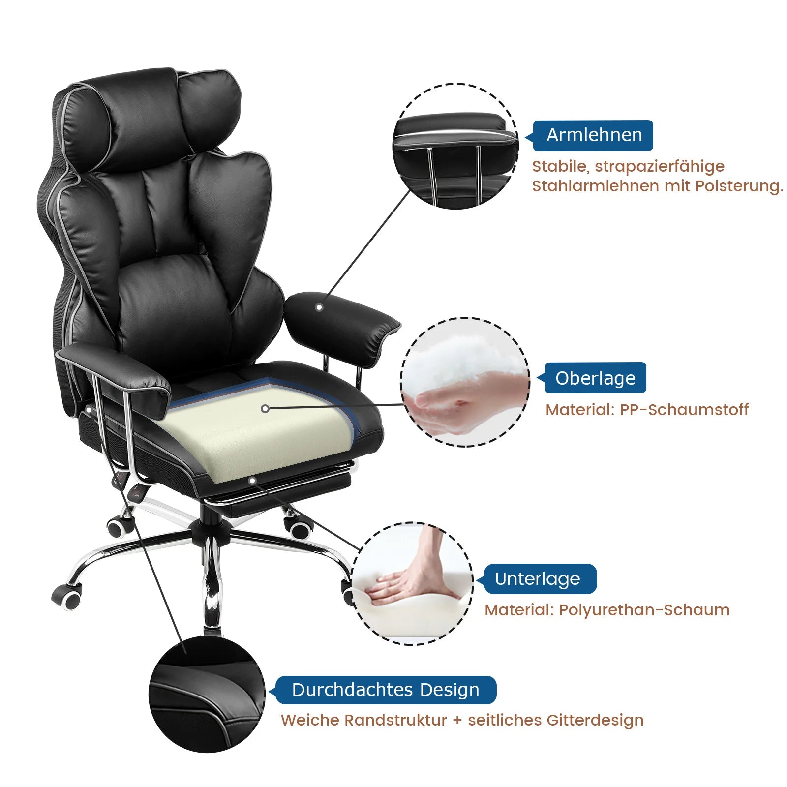 Gtplayer Silla Gaming Gamer Chair Ergonomic Office Chair with Footrest Fabric Surface Spring Seat Cushion Silla De Juego...