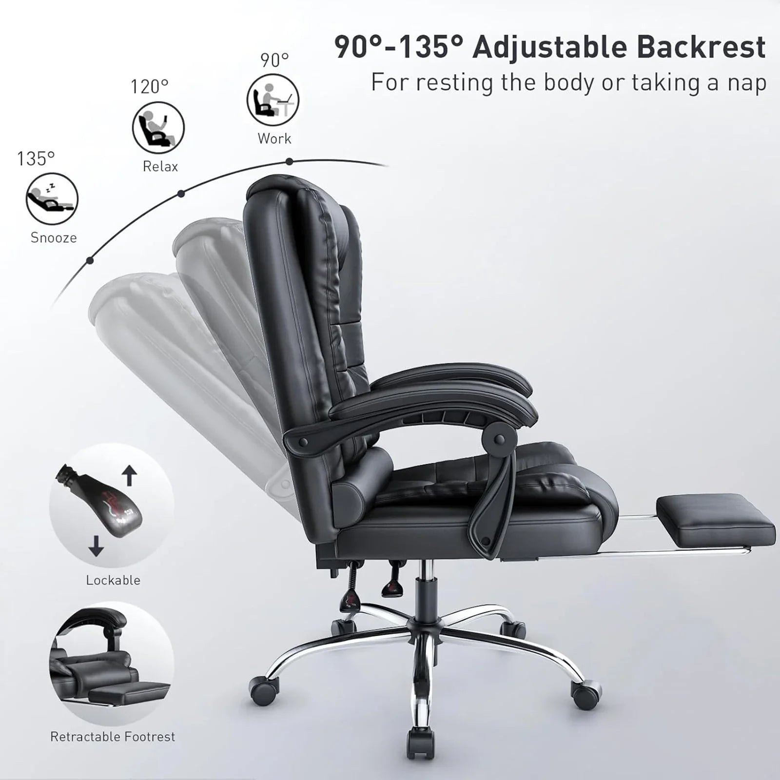 Naspaluro Executive Office Chair with Footrest High Back Desk Chair Ergonomic Recliner Computer Chair Gaming Chairs for Home