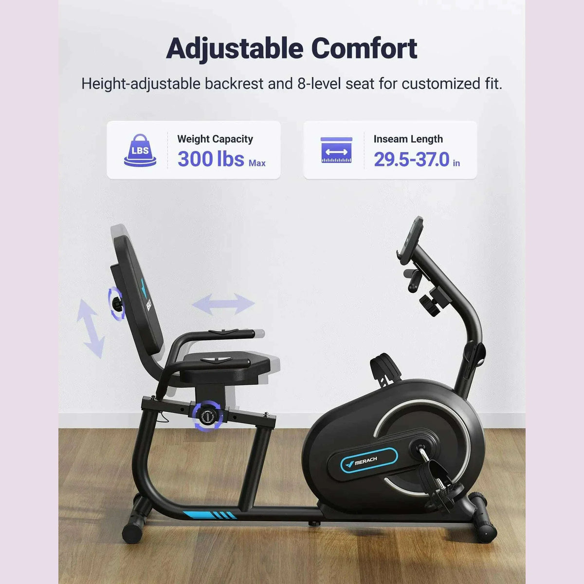 MERACH Recumbent Exercise Bike for Home with Smart Bluetooth Exclusive App Connectivity Heart Rate Handle Magnetic Bikes S08