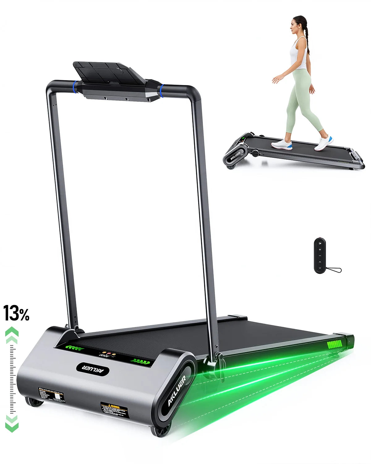 AKLUER Walking Pad Treadmill with Auto Incline, 6 in 1 Under Desk Treadmill, 2.5HP 6-Level Incline for Home with 330LBS...
