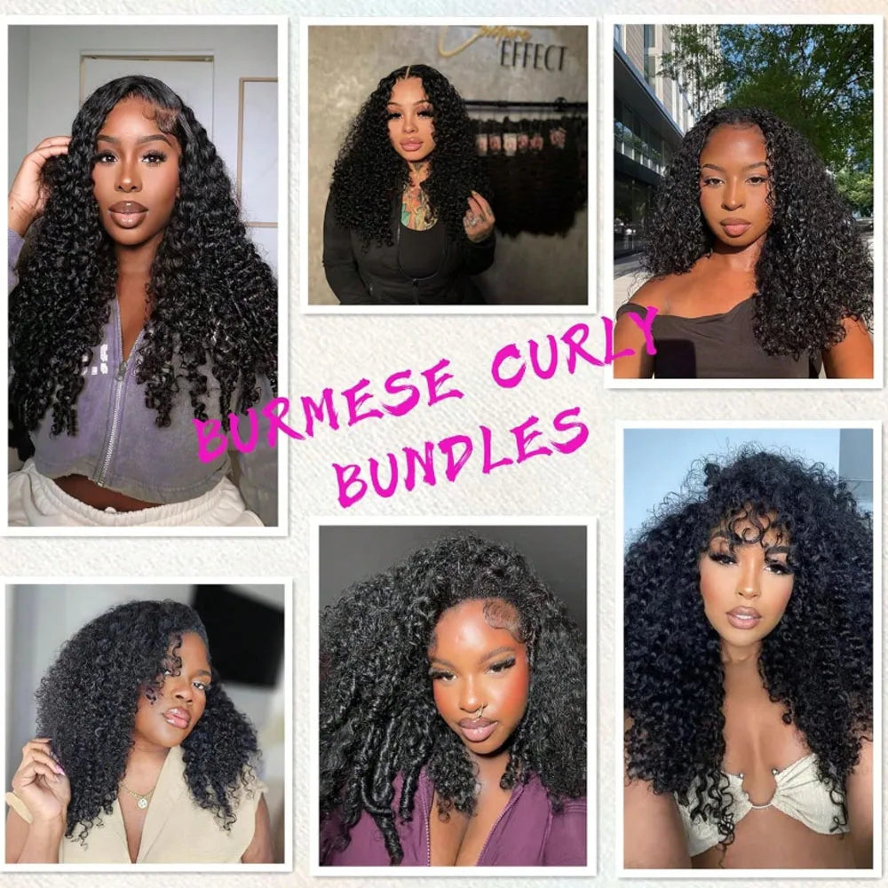 Burmese Curly Human Hair Bundles Human Hair Quality Deep Wave Raw Hair Weave Bundles Double Drawn Vietnamese Hair Extension