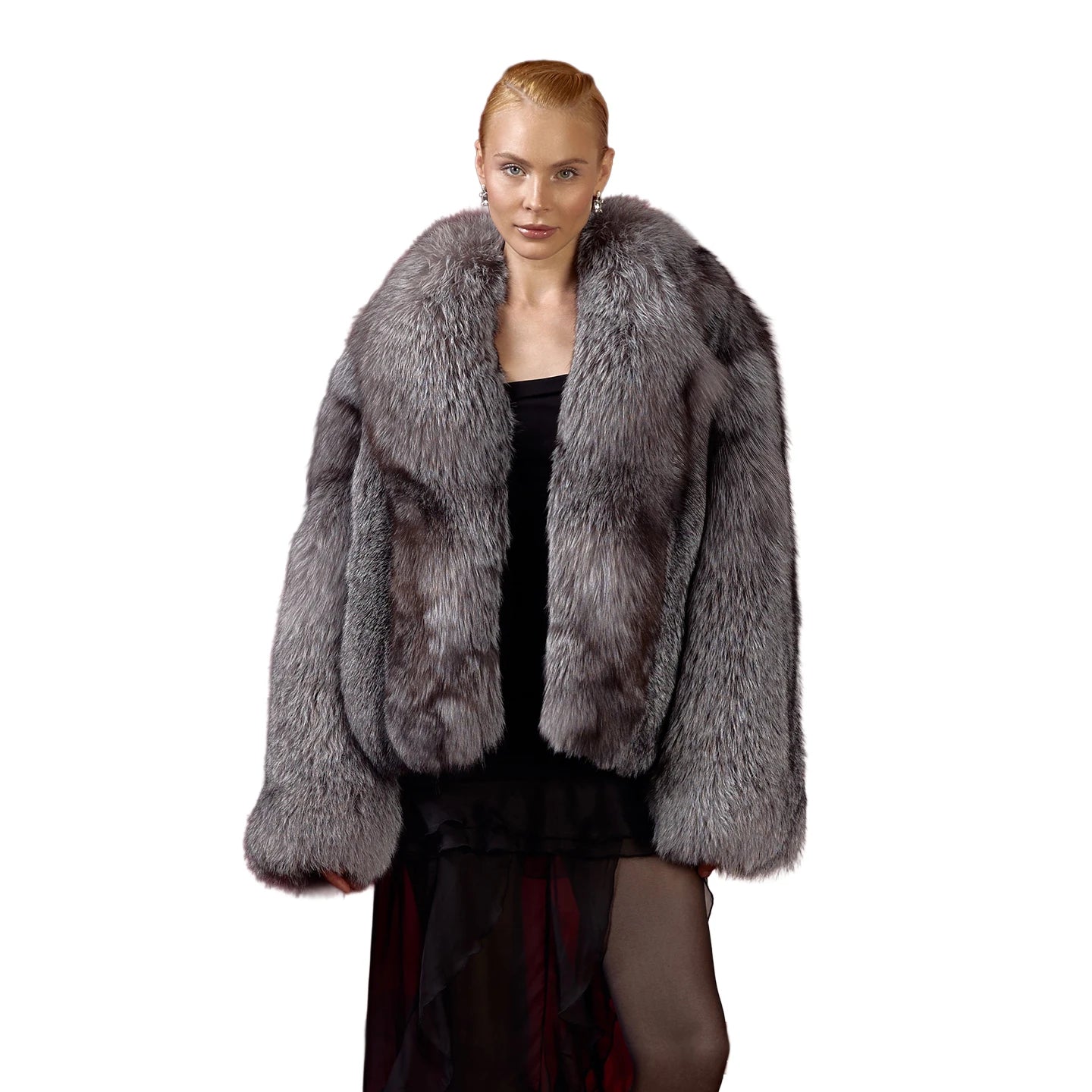 Vintage Style Short Luxury Real Fox Fur Winter Casual Jacket with Polyester Lining Shawl Collar Elegant Coat for Women
