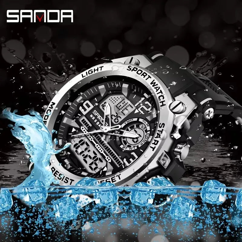 SANDA 6024 2025 Top Brand Men's Digital Watches 5ATM Waterproof Sport Wristwatch Quartz Watch for Men Clock Relogio Masculino - Kimlud