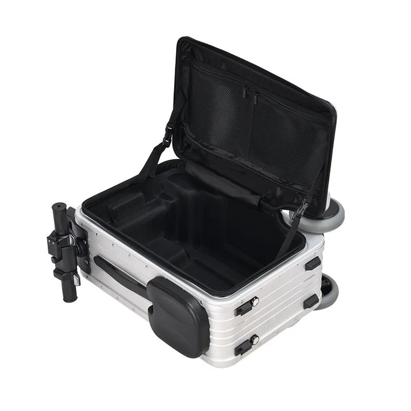 30L Electric Scooter Suitcasen Rideable with Build-in Seat Flexible Ambient Light Strip Storage Gift Ready | Kimlud...