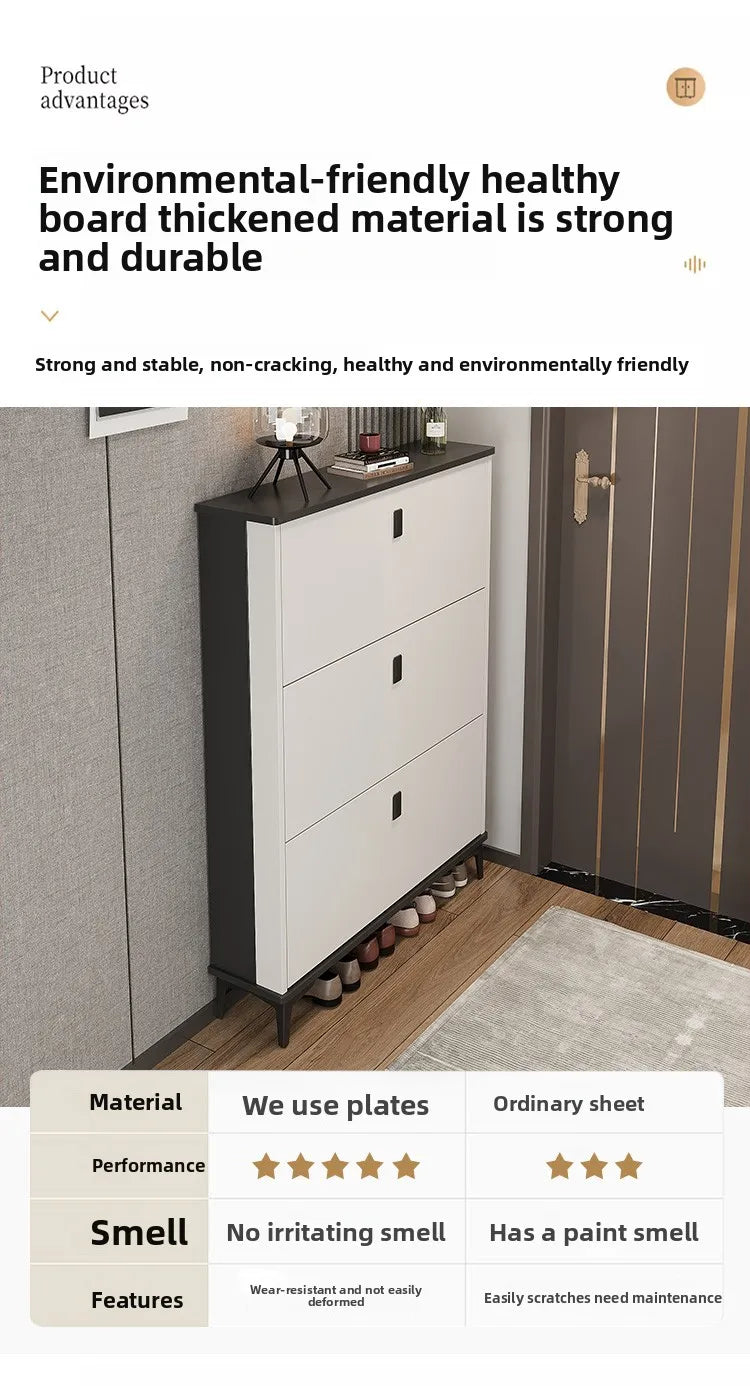 Ultra-Thin Entryway Shoe Cabinet with Large Capacity Flip-Type Storage Luxury Home Furniture | Kimlud Luxury Cabinet