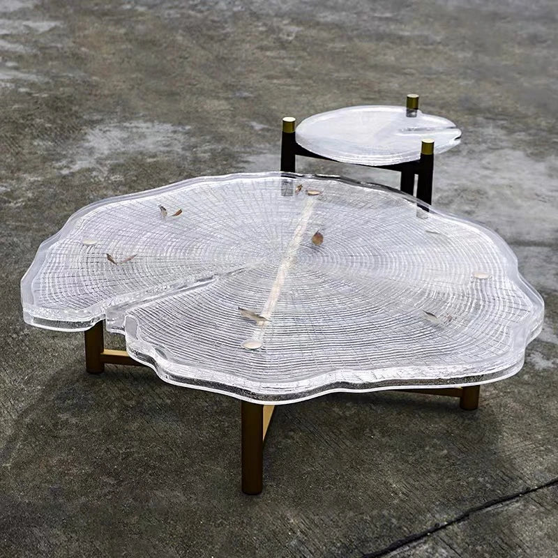 Modern Asymmetrical Transparent Coffee Table Creative Design for Luxury Tea Table Panel Small Apartment Living Room...