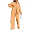 Women's Tracksuit Two Piece Sets Loose Long Sleeve Shirt Tops and Wide Leg Pants Elegant Suits _ Summer Casual Female Outfits
