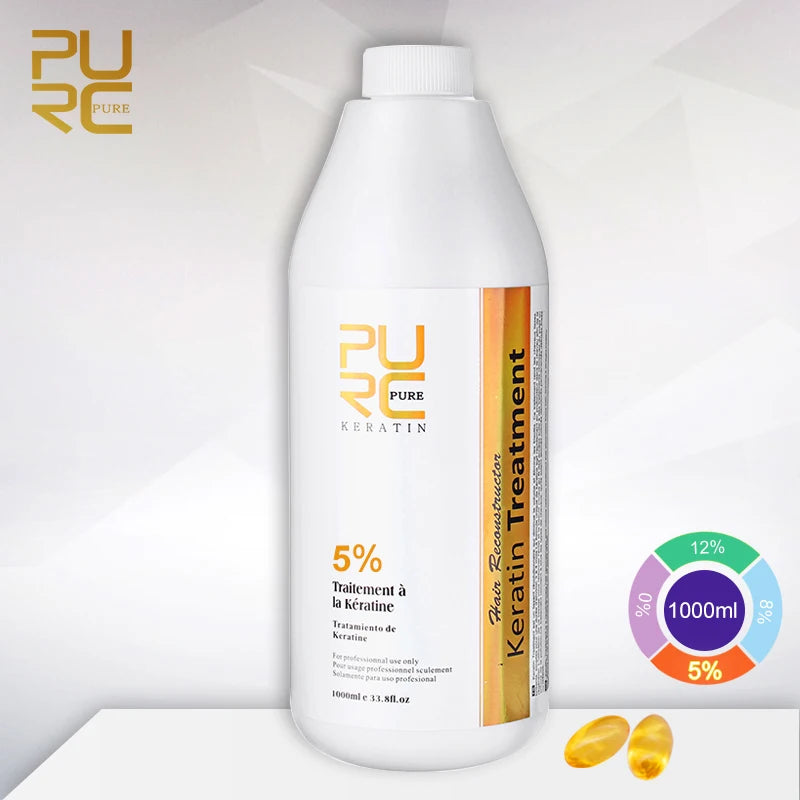 PURC 1000ml keratin straightening for hair Smoothing Treatment Curly Frizzy Hair Care Brazilian Keratin Products Professional