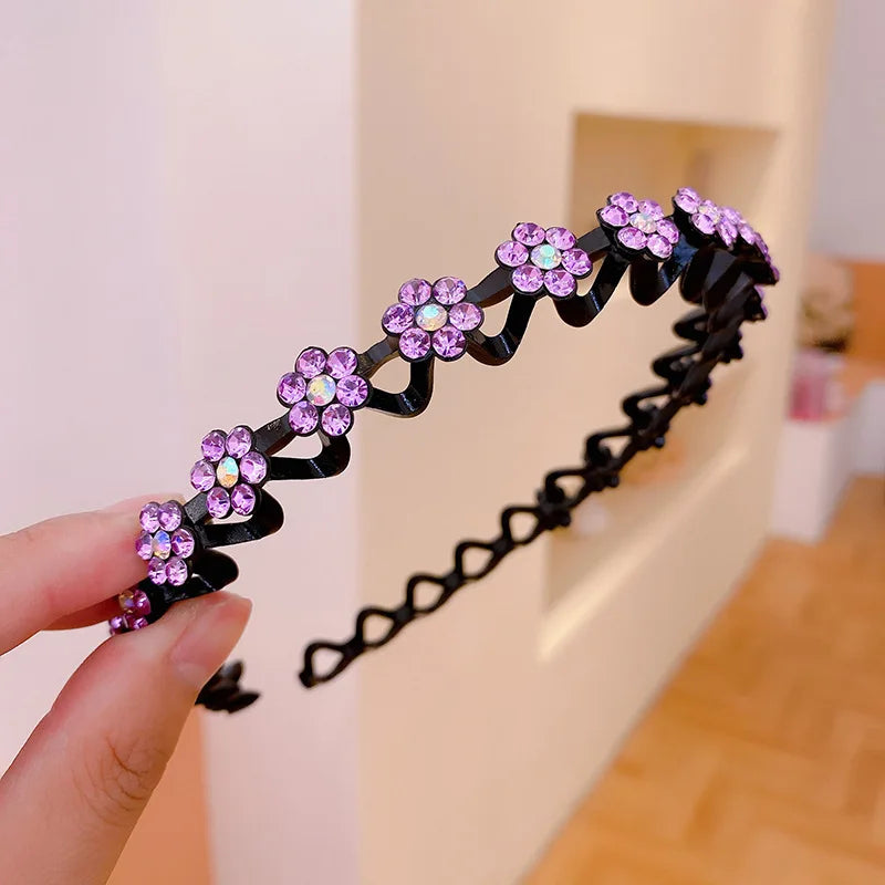 Non-Slip Rhinestone Hairbands Elastic Flower Fashion Pearl Women Hair Hoop Bands Headband Bezel Girls Hair Accessories Headdress