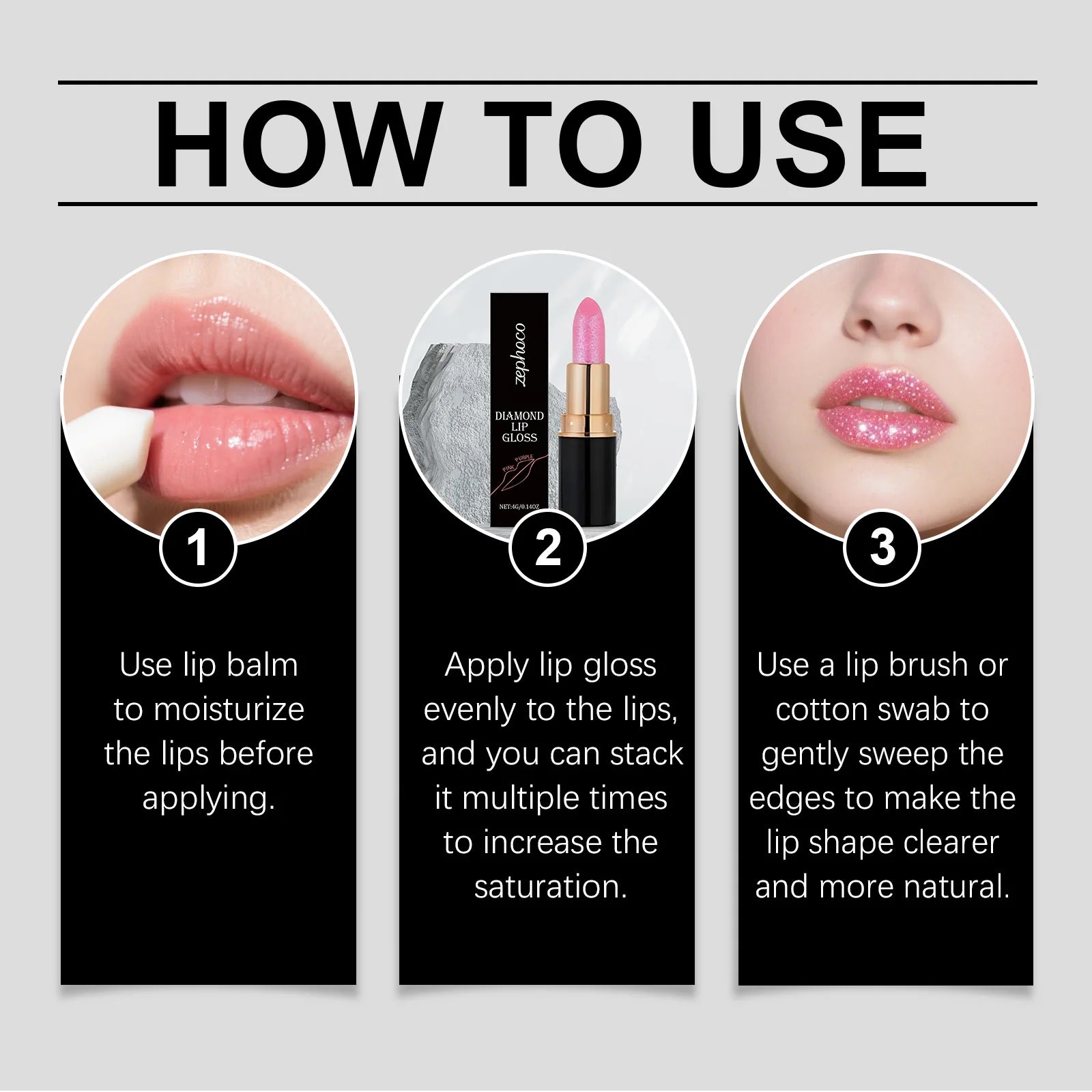 Zephoco Red Brown Diamond Glitter Lip Gloss Lipstick-Fashion Moisturizing Long-Lasting Gloss Smooth & Easy to Apply