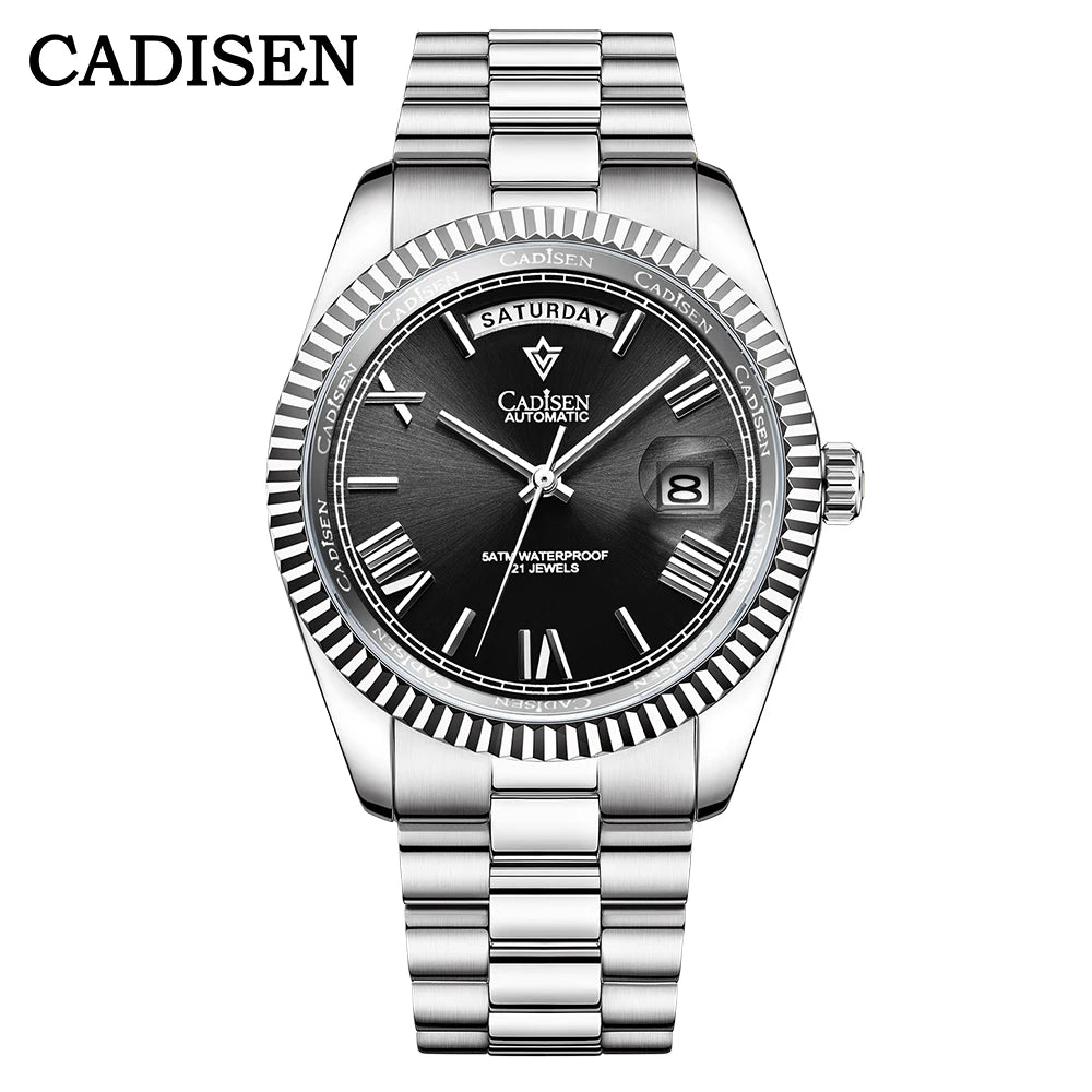 CADISEN Men's Mechanical Watches Luxury Meteorite Dial Automatic Watch For Men Week 100M Japan MIYOTA 8285 Movement Clock Man