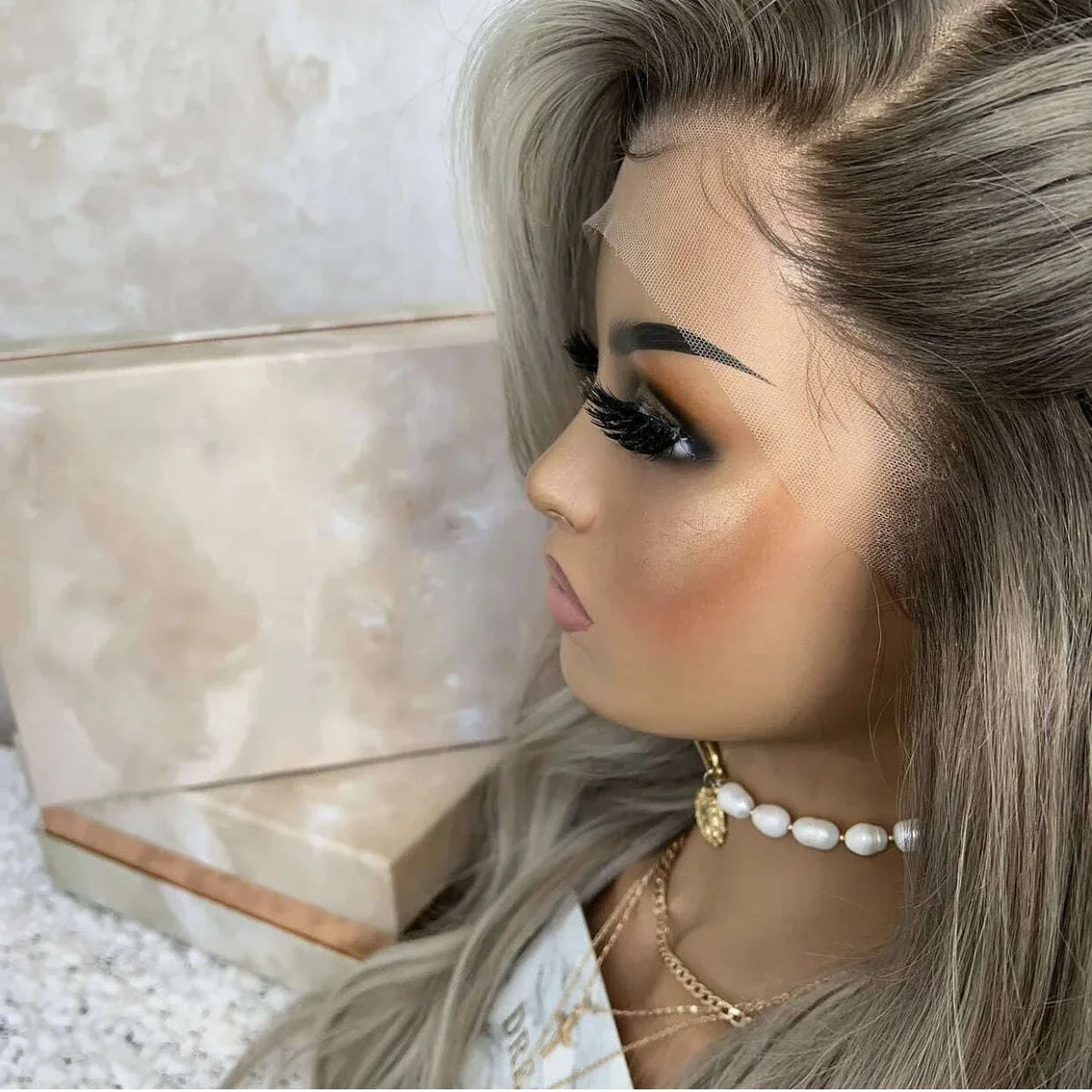 Drop Shipping Gray Blonde Color Best 12A Virgin Remy Russian Cuticle Human Hair Lace Front Wigs Light Brown Root Women Wig